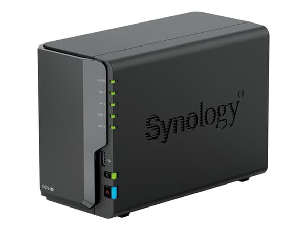 Synology Disk Station DS224+ - NAS-server - RAID RAID 0, 1, JBOD - RAM 2 GB - Gigabit Ethernet - iSCSI support Svart