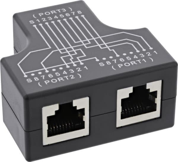 InLine Cat.5e STP T-adapter Port-Doppler RJ45-uttag till 2x - Nätverk - CAT 5e (69995B)