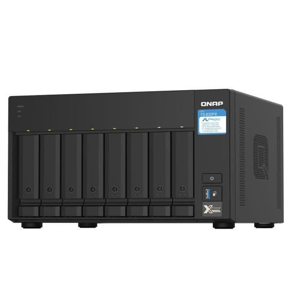 Lagringsserver (NAS) - QNAP - TS-832PX-4G - fyrkärnig 1,7 GHz - 2 portar 10GbE SFP+ och 2,5GbE RJ45