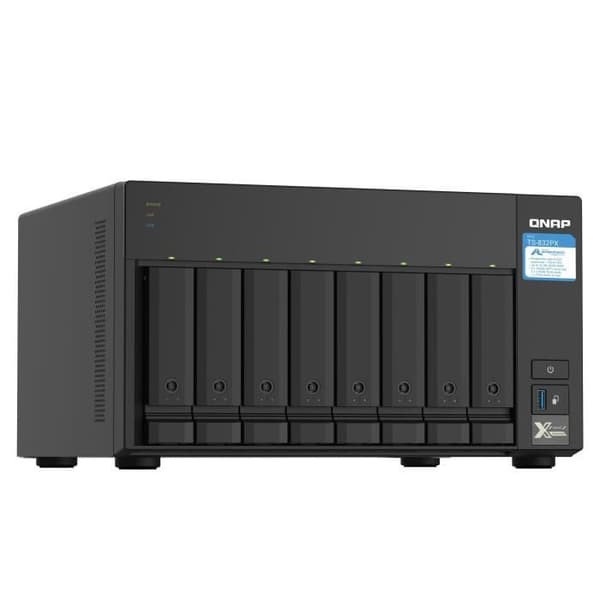 Lagringsserver (NAS) - QNAP - TS-832PX-4G - fyrkärnig 1,7 GHz - 2 portar 10GbE SFP+ och 2,5GbE RJ45