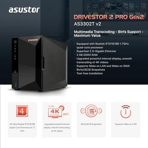 Asustor Drivestor 2 Pro Gen2 AS3302T v2 2-Bay (90-AS3302TE0-MB30)