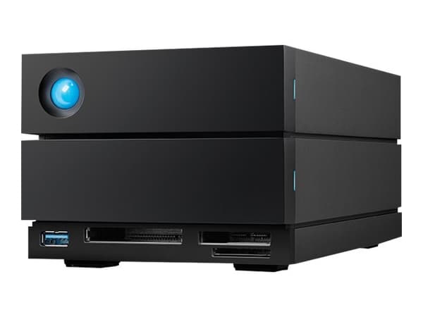 LaCie 2big Dock STLG48000400 - Harddiskarray - 48 TB - 2 brønner (SATA-600) - HDD 24 TB x 2 - Thunderbolt 4, USB 3.2 Gen 2 (ekstern) - med 5-års Resc Sort