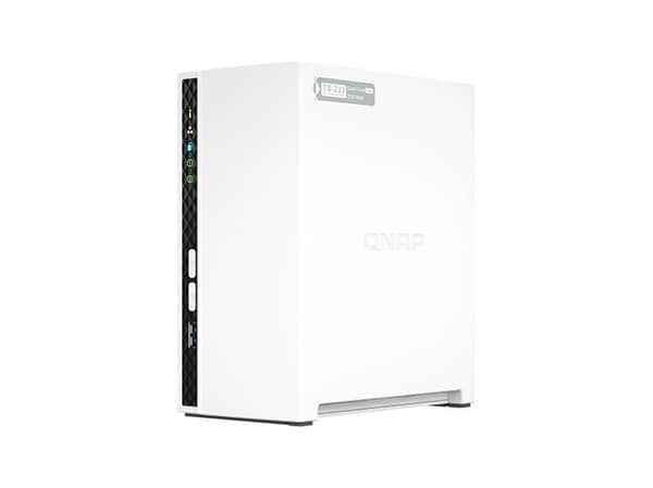 QNAP TS-233, NAS, Tower, Arm, Cortex-A55, 2 GB, 0 TB Hvit