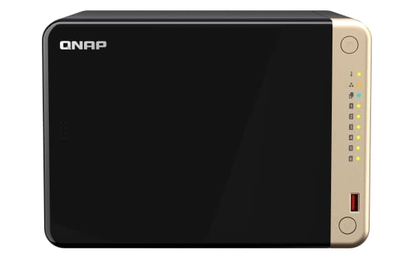 QNAP TS-664, NAS, Tower, Intel® Celeron®, N5095, 8 GB, DDR4 Svart, brons