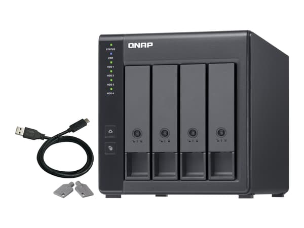 QNAP TR-004 - Hårddiskmatris - 0 TB - 4 fack (SATA-300) - USB 3.2 Gen 1 (extern)