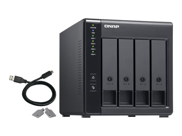 QNAP TR-004 - Hårddiskmatris - 0 TB - 4 fack (SATA-300) - USB 3.2 Gen 1 (extern)