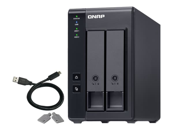 QNAP TR-002 - Hårddiskarray - 2 fack (SATA-600) - USB 3.1 Gen 2 (extern)