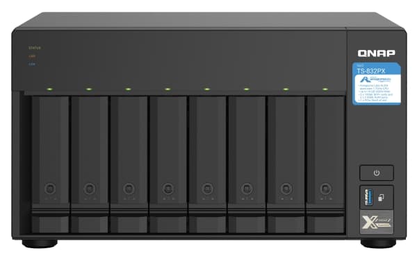 QNAP TS-832PX, NAS, Tower, Annapurna Labs, AL324, Aluminium, Sort Aluminium, Sort