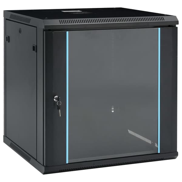 vidaXL 12U Seinäkiinnitettävä verkkolaitekaappi 19" IP20 600x600x640mm -  Verkkosäilytyksen järjestelmät