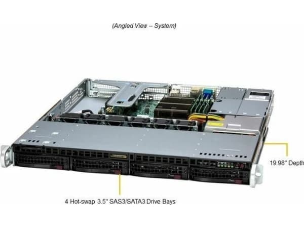 Serveris Serwer SuperMicro Supermicro 1U E-2456 6C/12T 2x16GB 480GB M.2 4x3.5" HS 600W