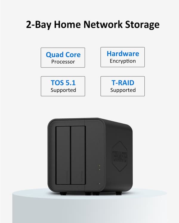 Netværkstilsluttet lager, Quad Core Processor, Personlig Privat Cloud, Ingen
