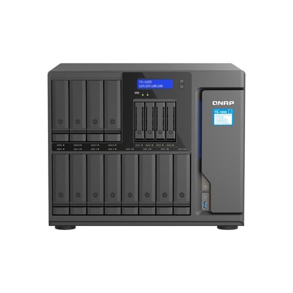 QNAP Ts-1655-8g 16bay8gbddr42x2.5gbe 4x Usb3.2 Gen I Sing Psu 550W NAS-servrar - Svart - TU