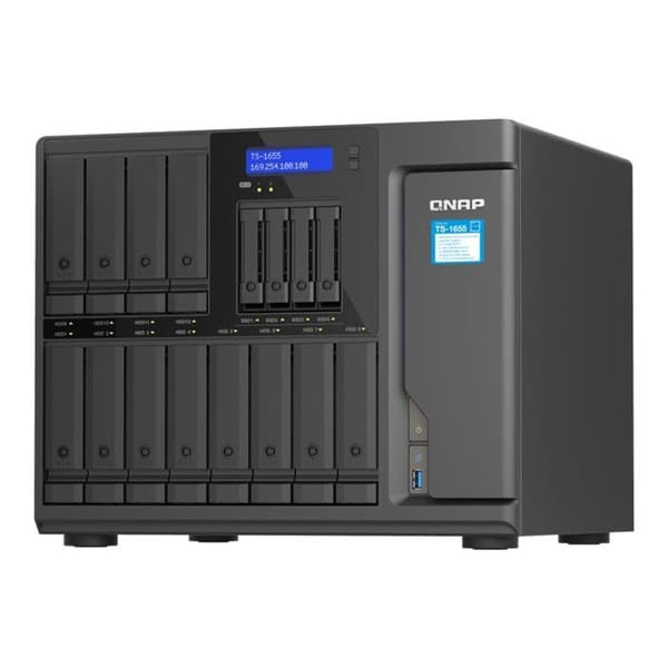 QNAP Ts-1655-8g 16bay8gbddr42x2.5gbe 4x Usb3.2 Gen I Sing Psu 550W NAS-servrar - Svart - TU
