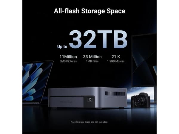 Ugreen NASync DXP480T Plus, NAS, Kompakt, Intel® Core™ i5, i5-1235U, 8 GB, DDR5