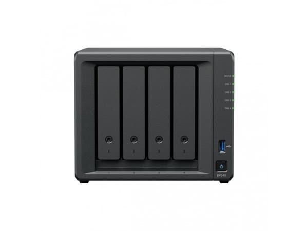 Synology DP340 - Server - DT 1-veis - 1 x Ryzen Embedded R1600 / inntil 3.1 GHz - RAM 16 GB - SATA - hot-swap 3.5" brønn(er) - HDD 4 x 8 TB - 10 Giga