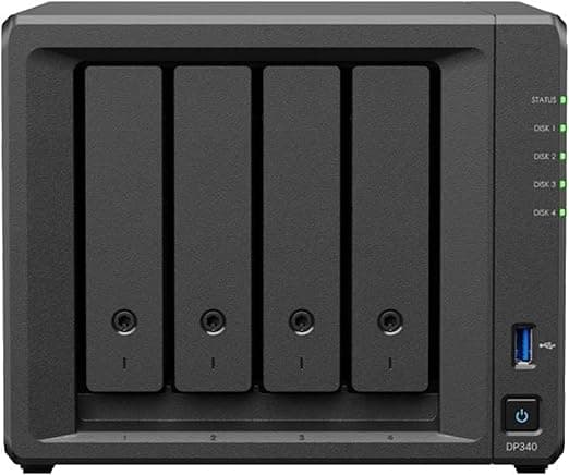 Synology DP340 - Server - DT 1-vägs - 1 x Ryzen Embedded R1600 / upp till 3.1 GHz - RAM 16 GB - SATA - hot-swap 3.5" vik/vikar - HDD 4 x 8 TB - 10 Gi