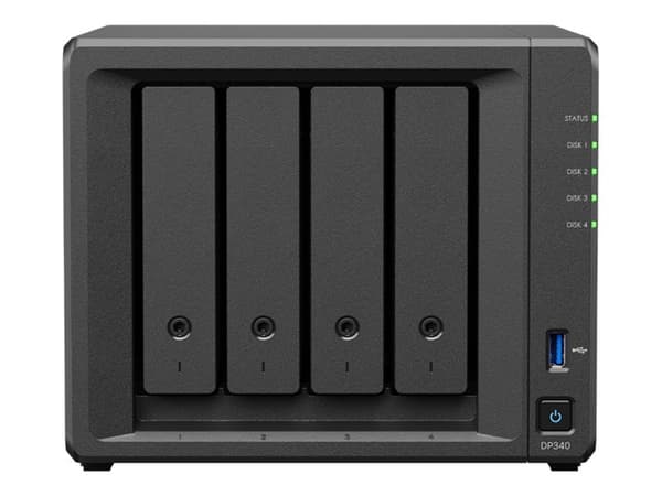 Synology DP340 - Palvelin - DT yksisuuntainen - 1 x Ryzen Embedded R1600 / enintään 3,1 GHz - RAM 16 GB - SATA - hot-swap 3,5" -kiintolevyasema(t) -