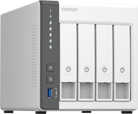 QNAP TS-433, NAS, Tower, Arm, Cortex-A55, 4 GB, 0 TB Hvit