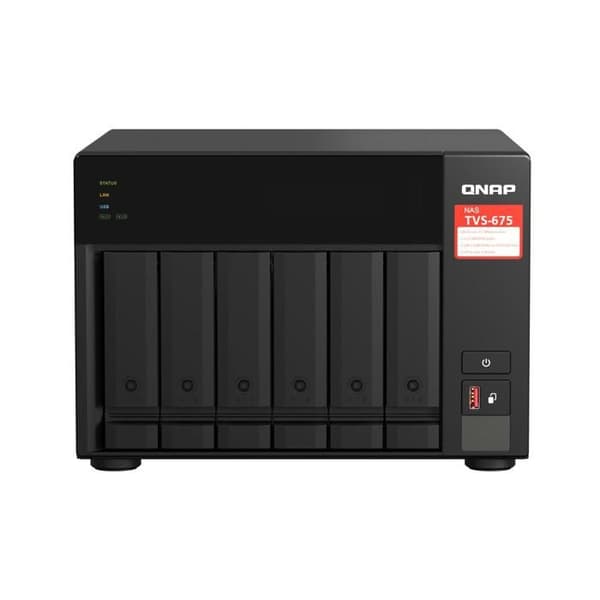 NAS QNAP - TVS-675 - 8 GB RAM - Ethernet - HDD &amp; SSD - Processor KX-U6580 Svart