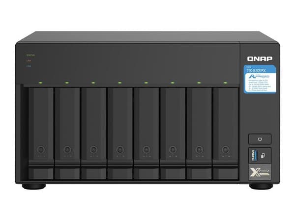 NAS-server - QNAP - TS-832PX-4G - 8 fackor - 4 GB RAM - 10GbE SFP+