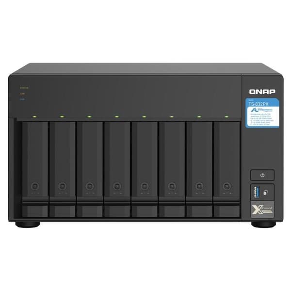 NAS-server - QNAP - TS-832PX-4G - 8 fackor - 4 GB RAM - 10GbE SFP+