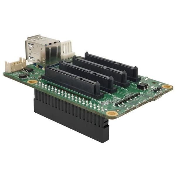 SATA HAT Quad expansionsmodul - Allnet - Raspberry Pi - 4 fack - USB PD/QC strömförsörjning - USB3