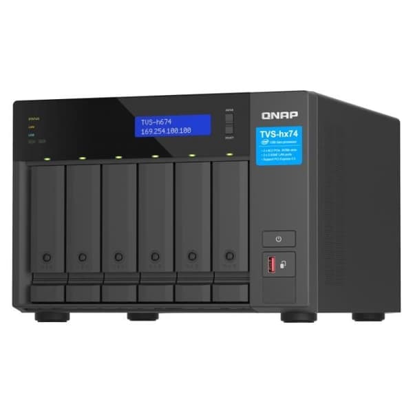 NAS QNAP TVS-H674 - Intel i3-12100 - 16 GB RAM - 2.5GbE - M.2 NVMe SSD-cache