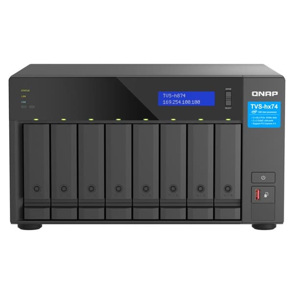 NAS - QNAP - 8-facks QuTS Hero - Intel C i5-12400 - 6 kärnor - 8 expansionsfack Svart
