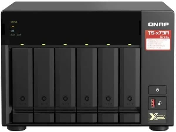 QNAP TS-673A, NAS, Tower, Ryzen Embedded, V1500B, 8 GB, DDR4 Svart