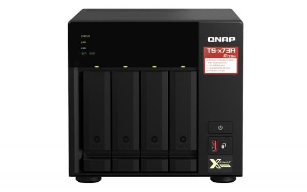 QNAP TS-473A, NAS, Tower, Ryzen Embedded, V1500B, 8 GB, DDR4 Sort