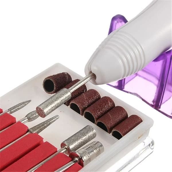 Professionell elektrisk nagelslipare, manikyr pedikyrset med 6 slipspetsar - 20000 rpm - Vit