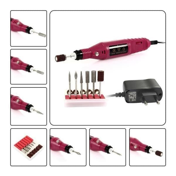 Professionell elektrisk slipsats Manikyr Nagelfil med slipspetsar 220-240V