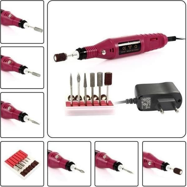 Professionell elektrisk slipsats Manikyr Nagelfil med slipspetsar 220-240V