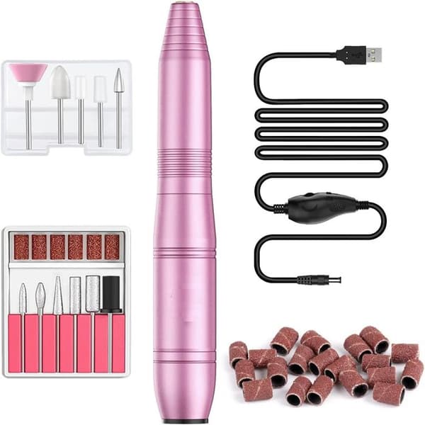 Nagelborrmaskin - Elektrisk nagelfilsmaskin för nagelmanikyr - Rosa, USB 20000 RPM - för akryl- och gelnaglar