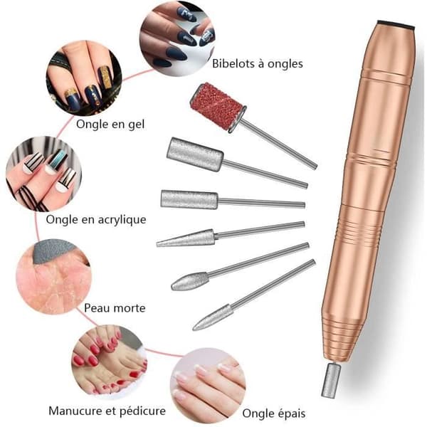 Elektrisk Nagelslip - CALDION - Guld Manikyr Pedikyr Kit - Justerbar Hastighet - 20000 varv/min