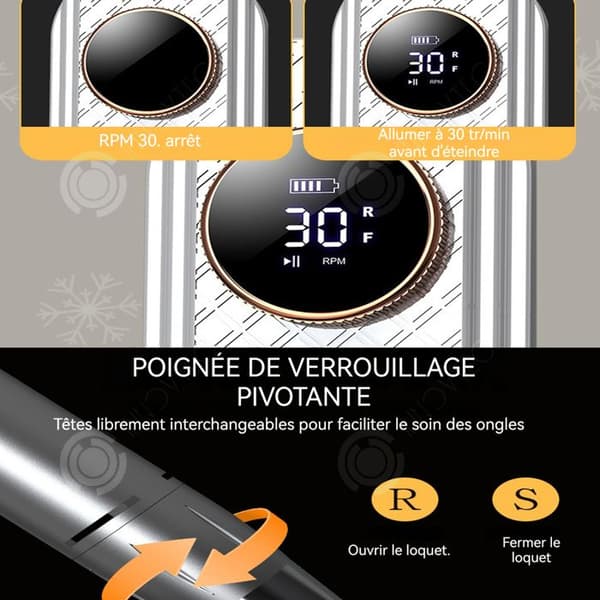 INN elektrisk nagelfil 35000RPM 16x7cm med 6 sliphuvuden Professionell nagelslipare nagelfil justerbar hastighet