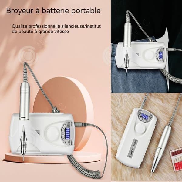 INN Professional Nail Drill 2000mah elektrisk nagelfil med 6 typer av sliphuvuden och justerbar i 2 positioner