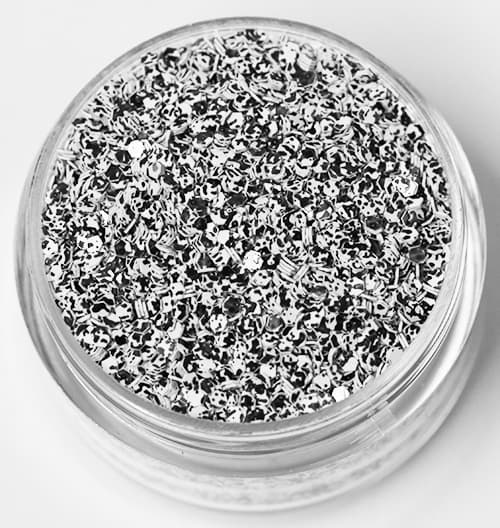 Negleglitter - Hexagon - Tofarvet sort/hvid - 8ml - Glitter