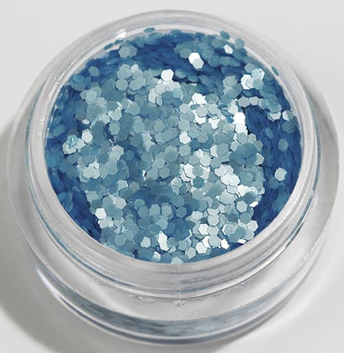 Negleglitter - Hexagon - Lyseblå (matt) - 8ml - Glitter