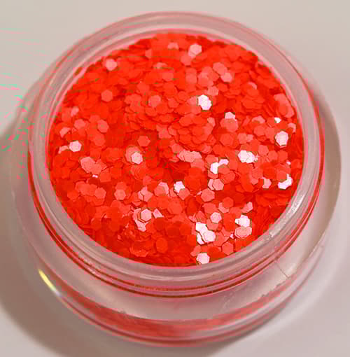 Negleglitter - Hexagon - Neonoransje (matt) - 8ml - Glitter