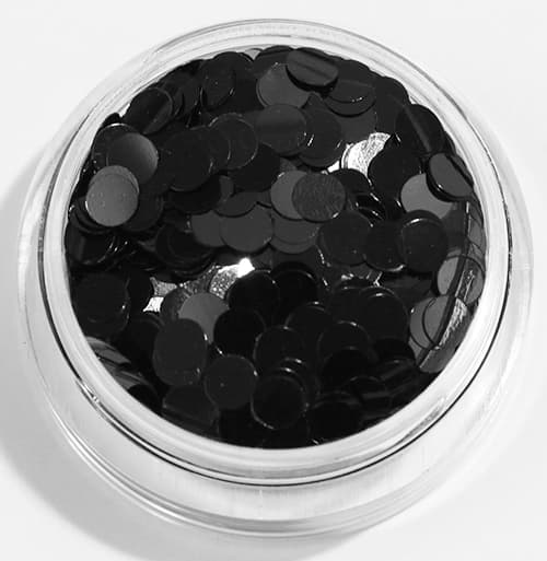 Negleglitter - Runde/Prikker - Sort - 8ml - Glitter