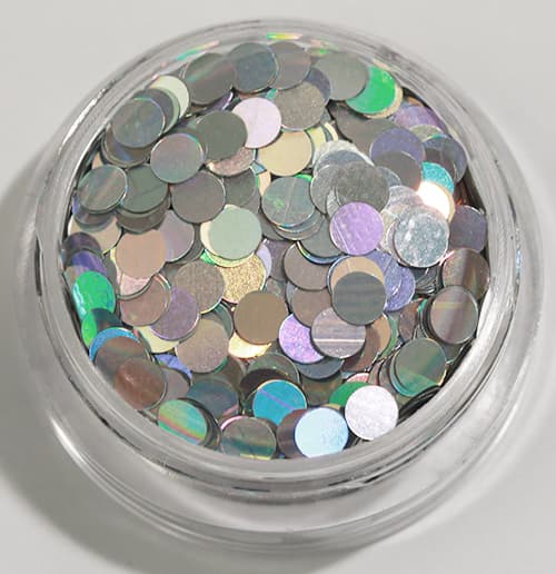 Negleglitter - Runde/Prikker - Sølv - 8ml - Glitter