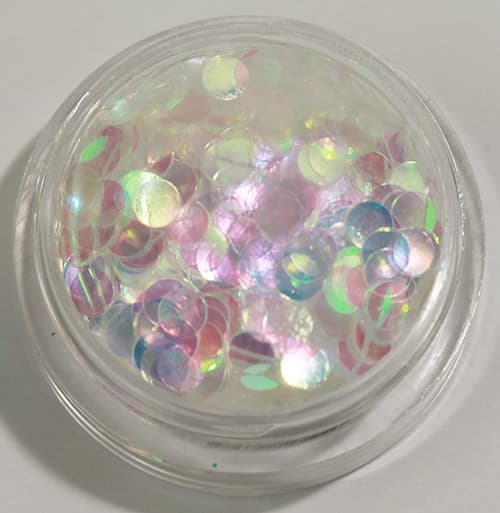 Negleglitter - Runde/Prikker - Hvit regnbue - 8ml - Glitter