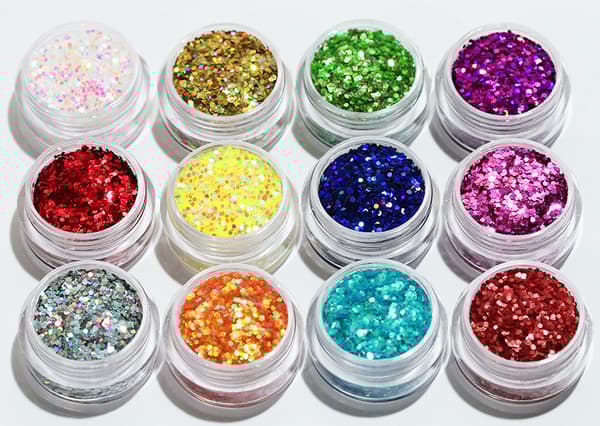 12 dåser hexagon glitter