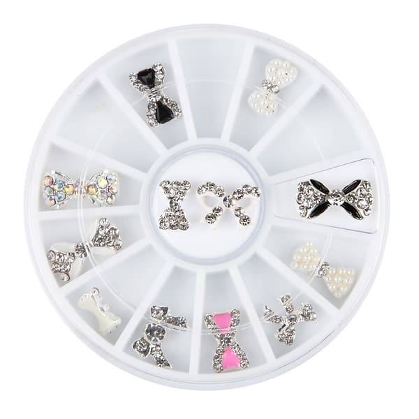 12st nageldekorationer metall Rosett nagelsmycke