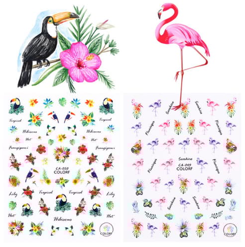 2 ark vand klistermærker flamingo negle dekoration