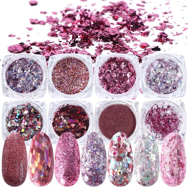 8 kpl kynsi glitter glitteriä, kynsikoristeita