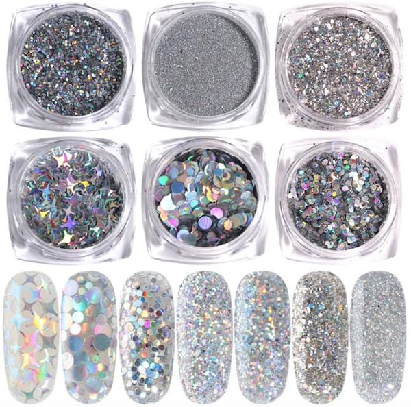 8 kpl kynsi glitter glitteriä, kynsikoristeita
