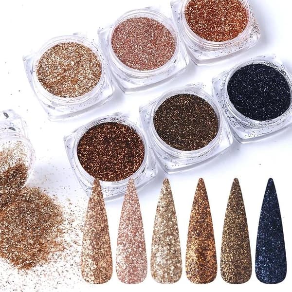 6 kpl kynsi glitter glitteriä, kynsikoristeita