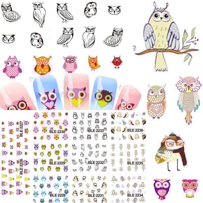 11st ark Ugglor nagelstickers, nageldekorationer